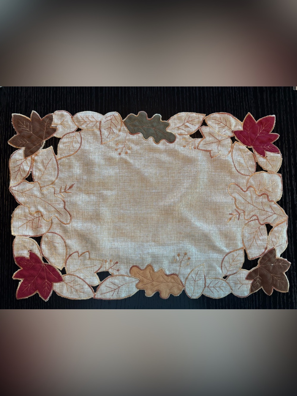 Embroidered Autumn Leaf Placemats - Set of 4